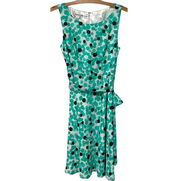 Pendleton | Dress Midi Polka Dot Fit and Flare Lined Tie Waist- Size 14 Petite - Picture 1 of 8